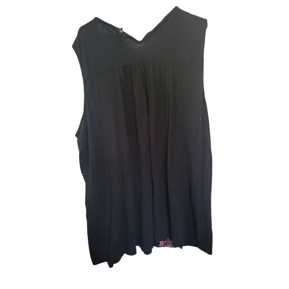 Ulla Popken Black Charming Details Embroidery Cotton Knit Tank Size 32/34 - Picture 3 of 9